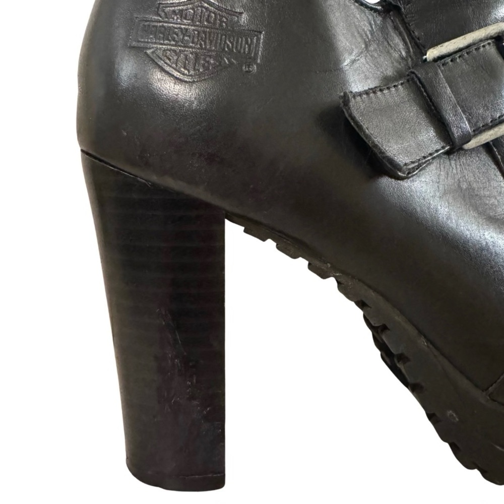 Harley-Davidson High Heeled Ankle Boots! Black with Silver Rhinestones. - Picture 5 of 9